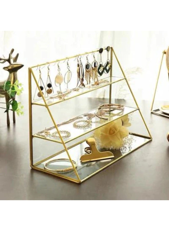 3-Tier Glass Organizer Shelf – Elegant Multi-Level Storage Rack with Clear Glass Shelves and Metal Frame - Image 1