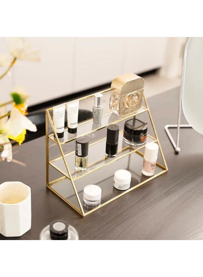 3-Tier Glass Organizer Shelf – Elegant Multi-Level Storage Rack with Clear Glass Shelves and Metal Frame - Image 5