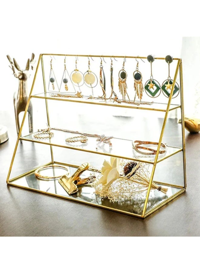 3-Tier Glass Organizer Shelf – Elegant Multi-Level Storage Rack with Clear Glass Shelves and Metal Frame - Image 2