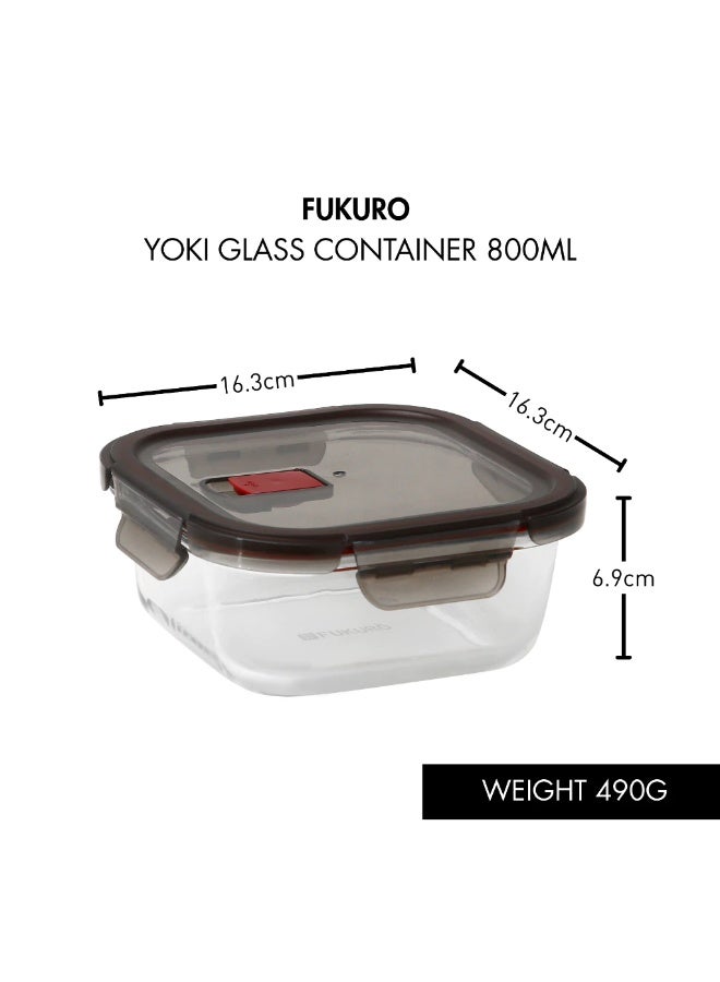 Fukuro Yoki Borosilicate Square Airtight Glass Container (800ml) - Image 1