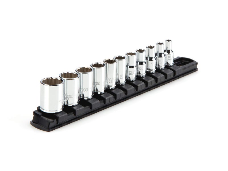 TEKTON 1/4 Inch Drive 12-Point Socket Set with Rail, 11-Piece (5/32-9/16 in.) | SHD90103 - Image 1