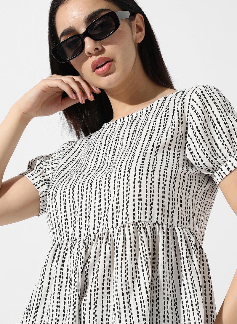 كامبوس سوترا Women's White Printed Peplum Top  - Image 1