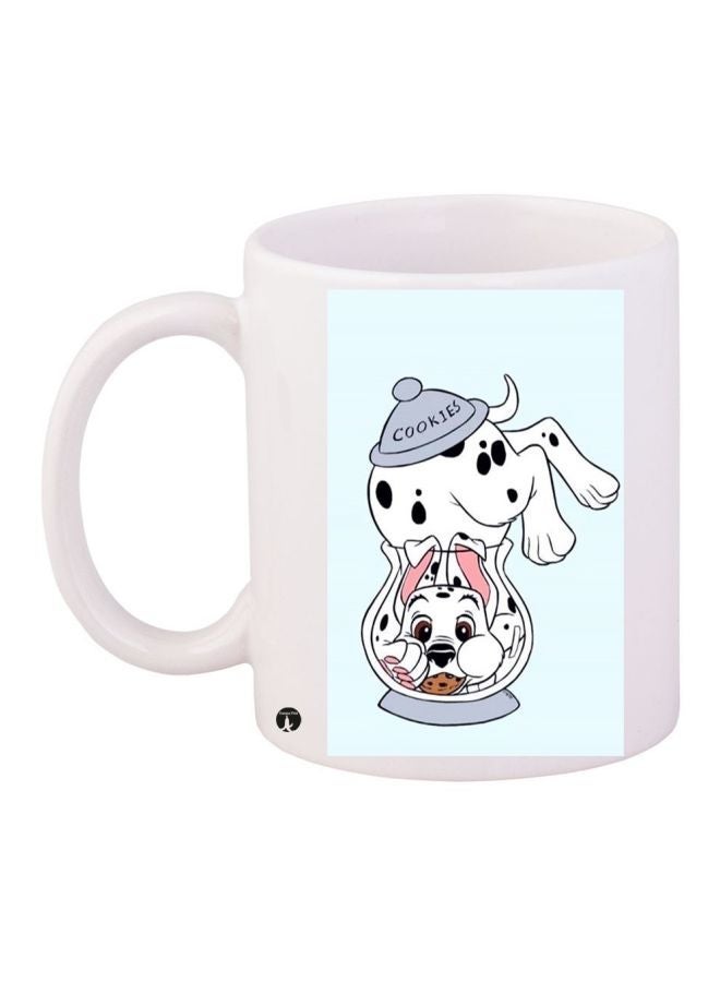 RYN Dalmatian Printed Coffee Mug White/Blue/Black 11ounce