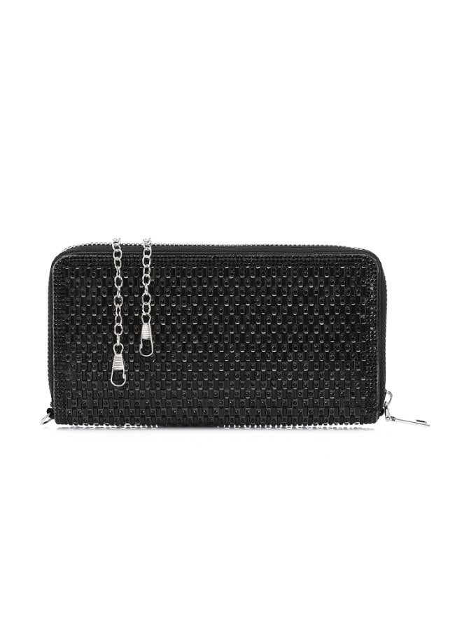 Mr.joe Crystal Zip Wallet - Black - Image 1