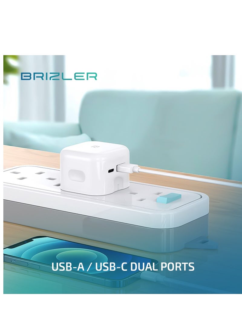 بريزلر محول طاقة بمنفذين بقدرة 35 وات لأجهزة iPad وGalaxy S23/S10+ وiPhone 15/Pro/Mini وPixel والمزيد باللون الأبيض - Image 3