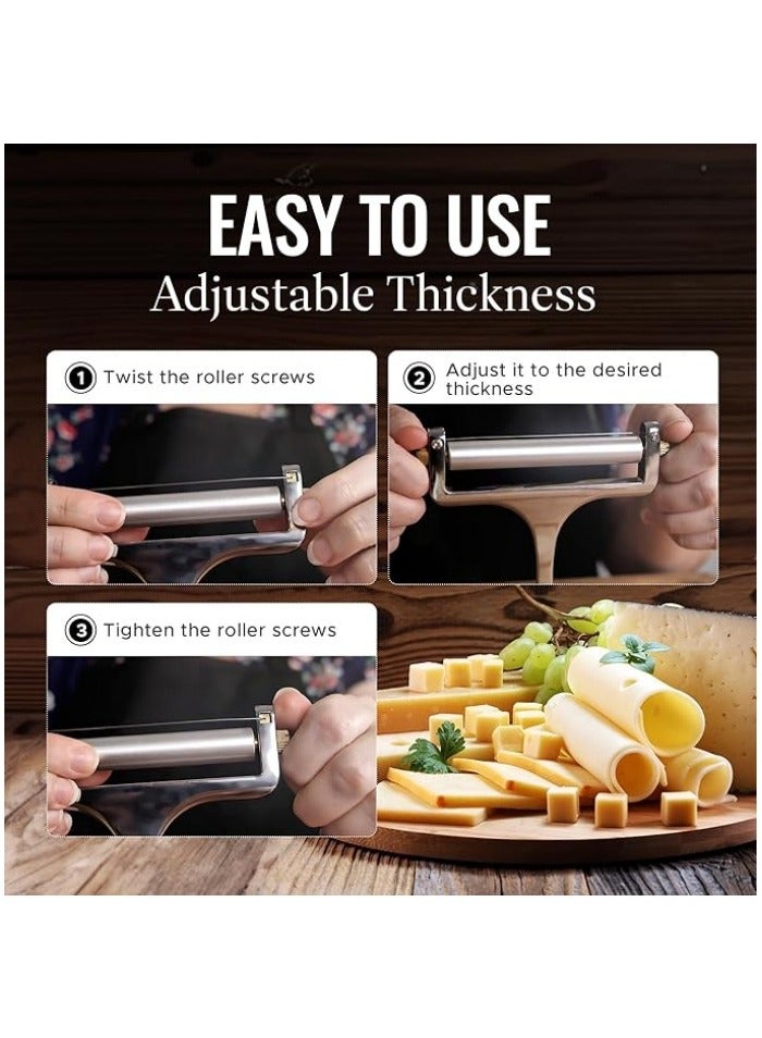 Kitchen Stainless Steel Wire Cheese Slicer - Adjustable Hand Held Cheese Cutter with 2 Extra Wires - Premium Cheese Shaver for Mozzarella, Cheddar, Gruyere - Cheese Cutter with Wire  - Image 2