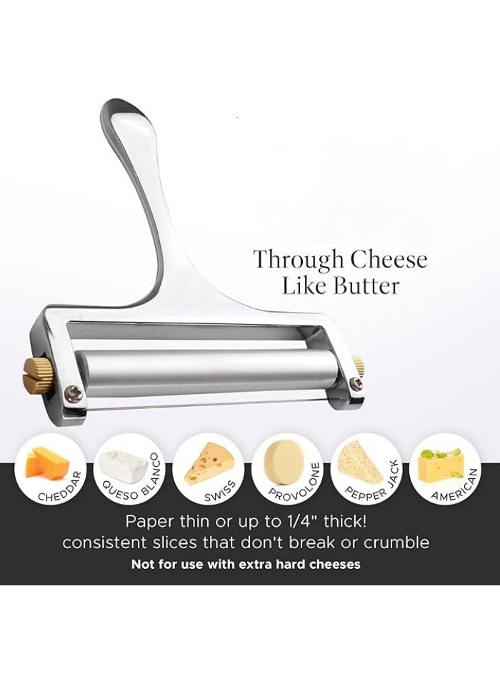 Kitchen Stainless Steel Wire Cheese Slicer - Adjustable Hand Held Cheese Cutter with 2 Extra Wires - Premium Cheese Shaver for Mozzarella, Cheddar, Gruyere - Cheese Cutter with Wire  - Image 3