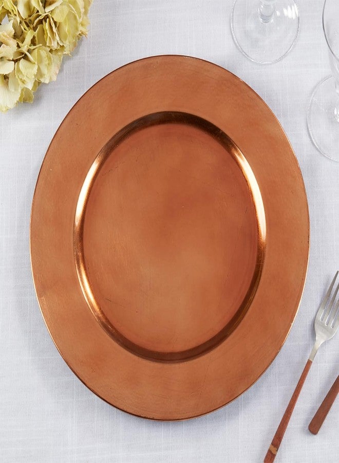 Fennco Styles Classic Rustic Design Holiday Decorative Charger Plates 13" Round, Set of 4 (Copper) - Image 3