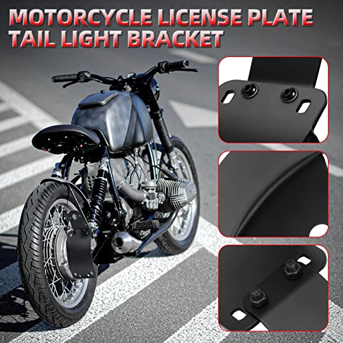 Amazicha Motorcycle 1" Axle Hole License Plate Bracket Curved Side Mount License Plate Holder Compatible for Harley Sportster Bobber Chopper - Image 2