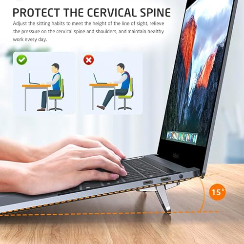 NOTYEX Portable Foldable Mini Invisible Laptop Keyboard Riser, Self-Adhesive Cooling Pad,Laptop Desk Stand for MacBook Apple, Laptop, Lenovo, Dell, Hp, Acer& Other Laptops (Black) - Image 3