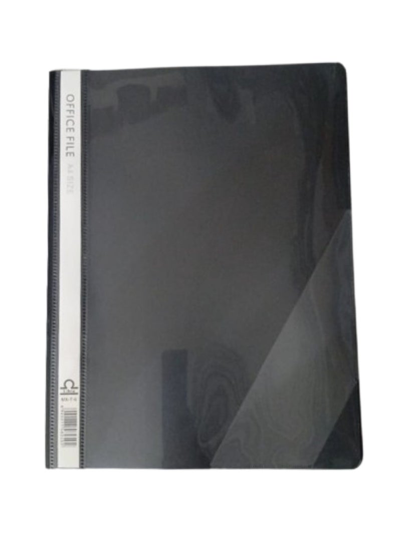 Libra ملف مكتب A4 بغطاء أمامي شفاف لتقارير المشروع مع مثبتات لملف تقارير مكتب المدرسة، مواد غير لامعة مع جيب جانبي، منظم مكتب باللون الأسود، منظم مستندات - 6 قطع/عبوة - Image 1