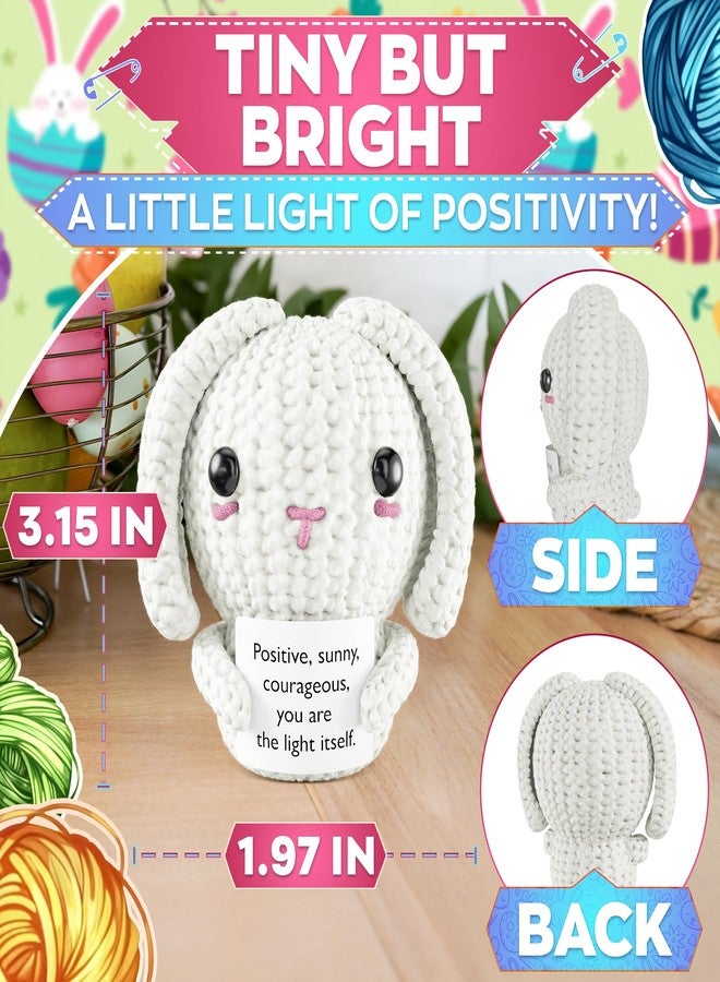 Reluen Support Bunny Stuffed Animal with Positive Message 3.15"x1.97" - Soft Handcrafted Crochet Bunny Plush, Cute Desk Decor, Mini Pocket Companion, Cozy Travel Buddy, Party Favor & Uplifting Gift - Image 2