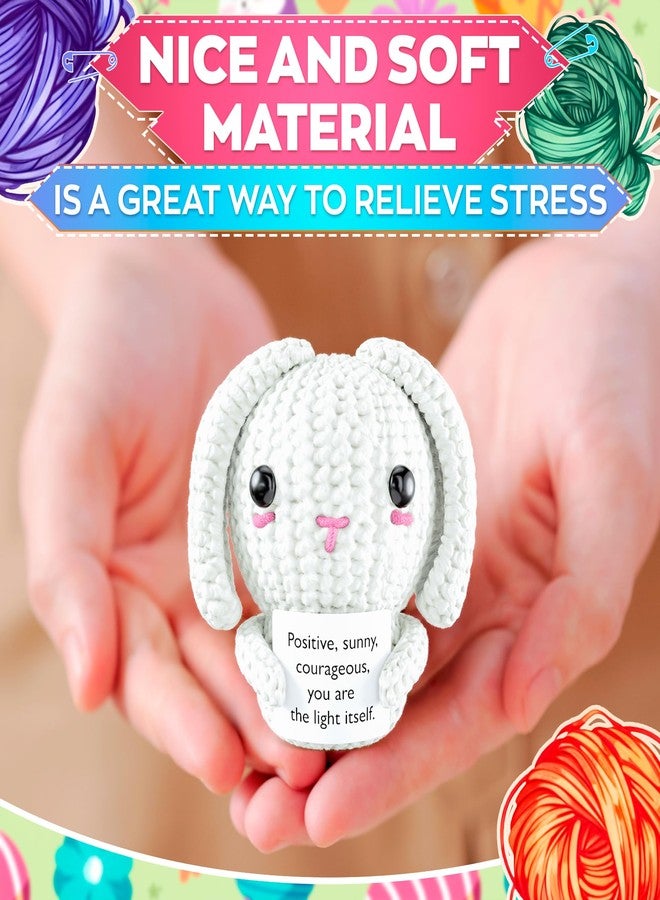 Reluen Support Bunny Stuffed Animal with Positive Message 3.15"x1.97" - Soft Handcrafted Crochet Bunny Plush, Cute Desk Decor, Mini Pocket Companion, Cozy Travel Buddy, Party Favor & Uplifting Gift - Image 4