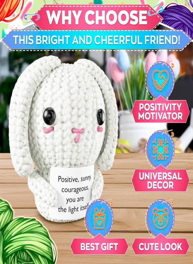 Reluen Support Bunny Stuffed Animal with Positive Message 3.15"x1.97" - Soft Handcrafted Crochet Bunny Plush, Cute Desk Decor, Mini Pocket Companion, Cozy Travel Buddy, Party Favor & Uplifting Gift - Image 5