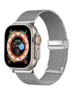 Replacement Milanese Loop Metal With Magnetic Folding Buckle For Apple Watch Ultra / Watch Ultra 2 49mm Silver