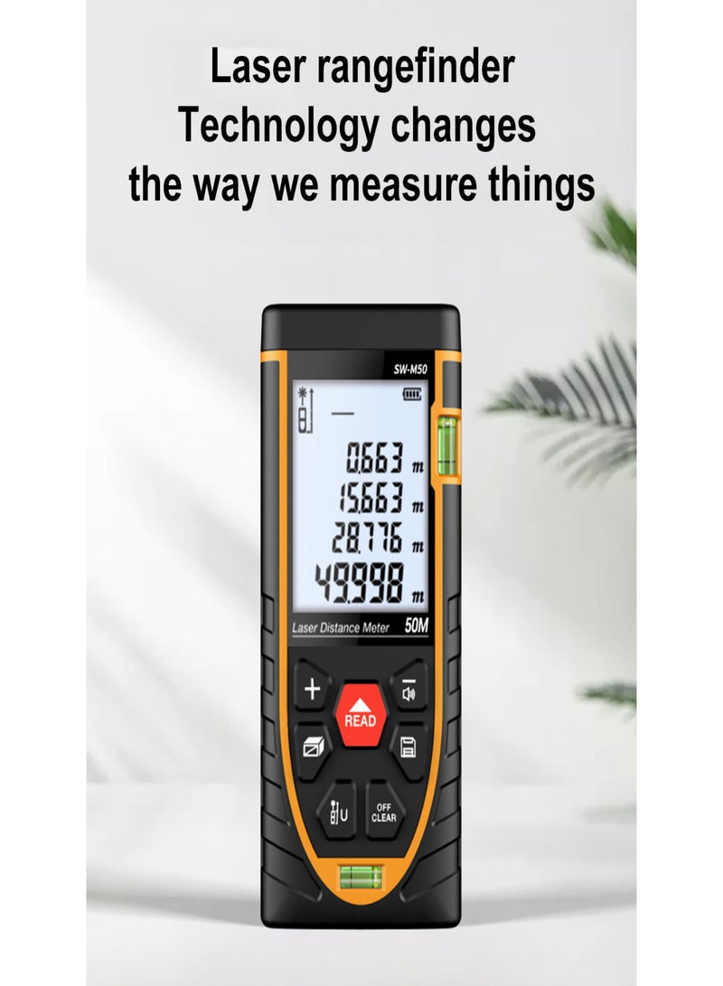 SNDWAY Portable Measure Rangefinder, Digital Smart Laser Distance Meter, 50m Measure Distance - 30 Sets Data Storage - Pythagorean Mode - Precision Measurement Tools - Image 2