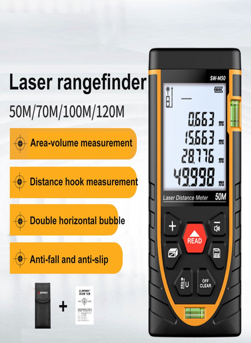 SNDWAY Portable Measure Rangefinder, Digital Smart Laser Distance Meter, 50m Measure Distance - 30 Sets Data Storage - Pythagorean Mode - Precision Measurement Tools - Image 3