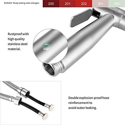VENETIO Handheld Bidet Sprayer for Toilet Seat with Anti-leaking Hose, Toilet or Wall Mounted, Multi-function for Baby Cloth Diaper Sprayer, Shattaf Sprayer, Pets Shower - 304 Stainless Steel Material - Image 3
