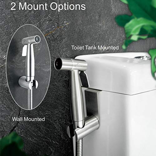 VENETIO Handheld Bidet Sprayer for Toilet Seat with Anti-leaking Hose, Toilet or Wall Mounted, Multi-function for Baby Cloth Diaper Sprayer, Shattaf Sprayer, Pets Shower - 304 Stainless Steel Material - Image 2