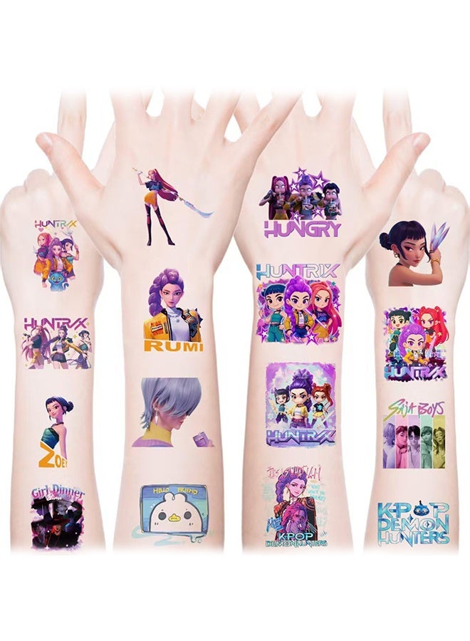 ٨٠ ورقة وشم مؤقت لشخصيات كيبوب شيطانية، هدايا حفلات أعياد ميلاد للبنات والأولاد، أنشطة منزلية، جوائز، مكافآت كرنفال وعيد الميلاد. - Image 1