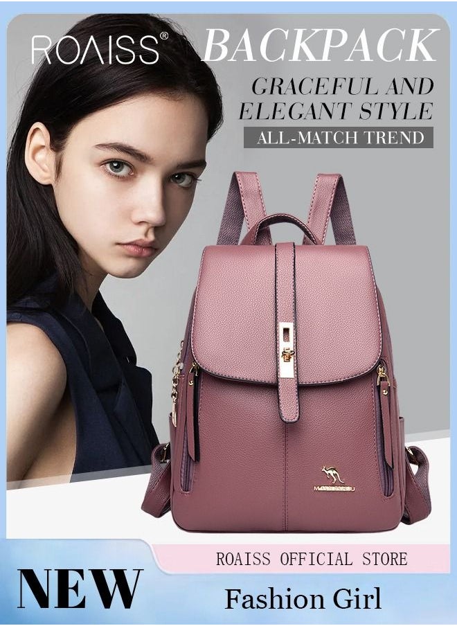 roaiss - Shoulder Bag Women's New Women's Bag Trendy Fashion Soft Leather Mommy Casual Large-Capacity Backpack Fashionable on The Street Tidy Storage - Image 1