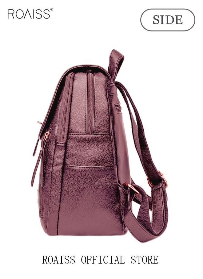 roaiss - Shoulder Bag Women's New Women's Bag Trendy Fashion Soft Leather Mommy Casual Large-Capacity Backpack Fashionable on The Street Tidy Storage - Image 1