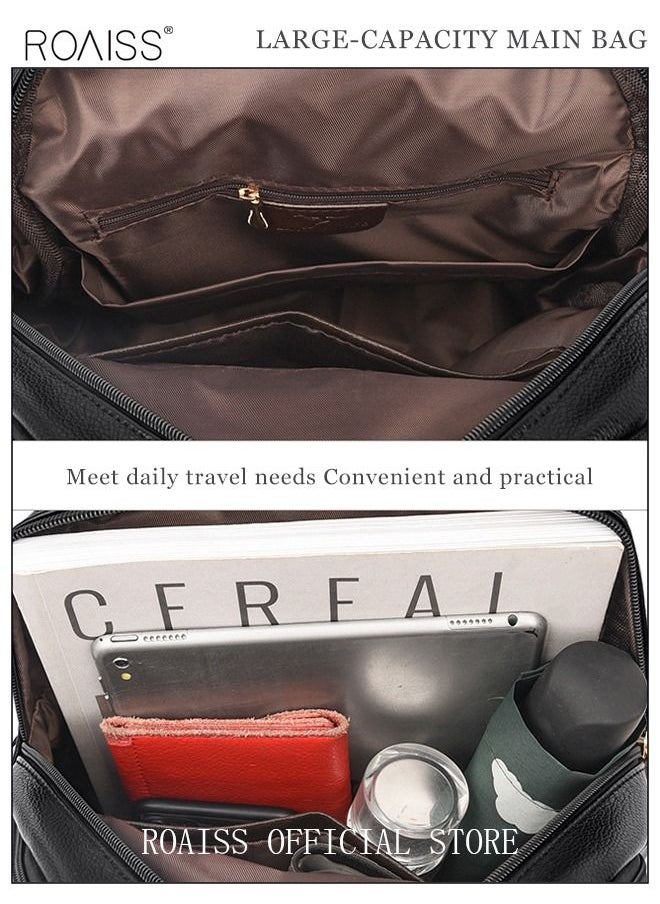roaiss - Shoulder Bag Women's New Women's Bag Trendy Fashion Soft Leather Mommy Casual Large-Capacity Backpack Fashionable on The Street Tidy Storage - Image 1