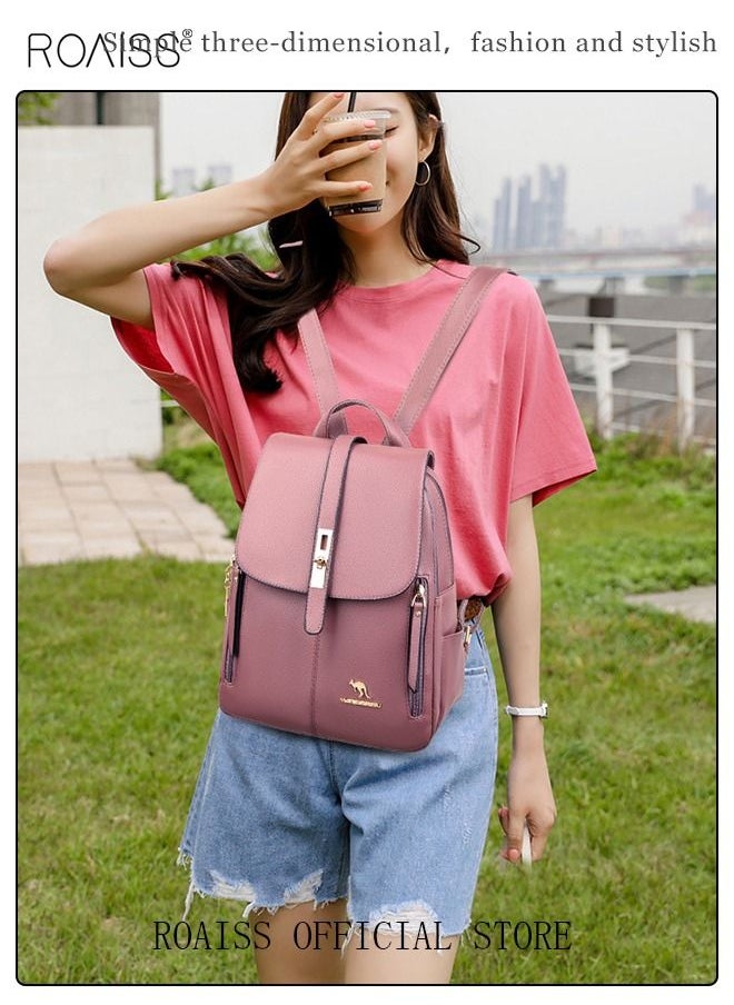 roaiss - Shoulder Bag Women's New Women's Bag Trendy Fashion Soft Leather Mommy Casual Large-Capacity Backpack Fashionable on The Street Tidy Storage - Image 1