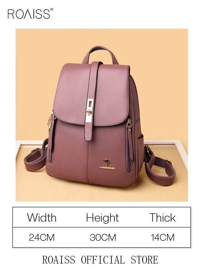 roaiss - Shoulder Bag Women's New Women's Bag Trendy Fashion Soft Leather Mommy Casual Large-Capacity Backpack Fashionable on The Street Tidy Storage - Image 1