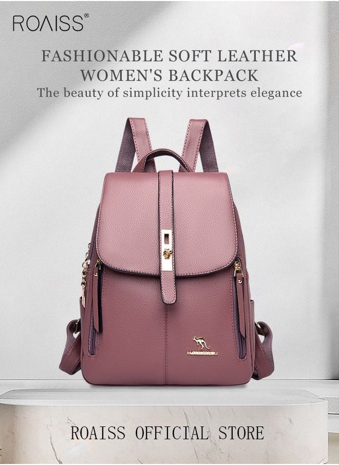 roaiss - Shoulder Bag Women's New Women's Bag Trendy Fashion Soft Leather Mommy Casual Large-Capacity Backpack Fashionable on The Street Tidy Storage - Image 1