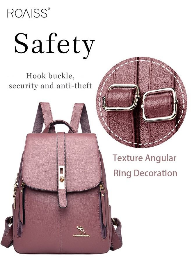roaiss - Shoulder Bag Women's New Women's Bag Trendy Fashion Soft Leather Mommy Casual Large-Capacity Backpack Fashionable on The Street Tidy Storage - Image 1