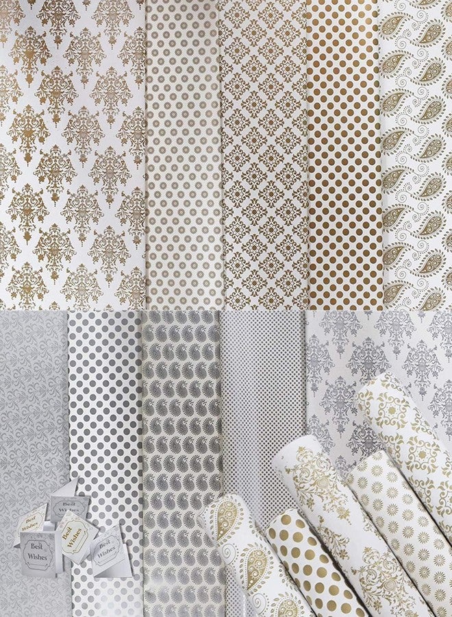 Unwrap Delights Gift Packing Paper- Pack of 25 Sheets with Golden & Silver Heart Design- Wrapping Paper Sheets 18 x 25 Inches- Perfect for Birthdays, Weddings, Diwali, Girls’ Gifts, Books, Decorations, and Packaging Boxes - Image 2