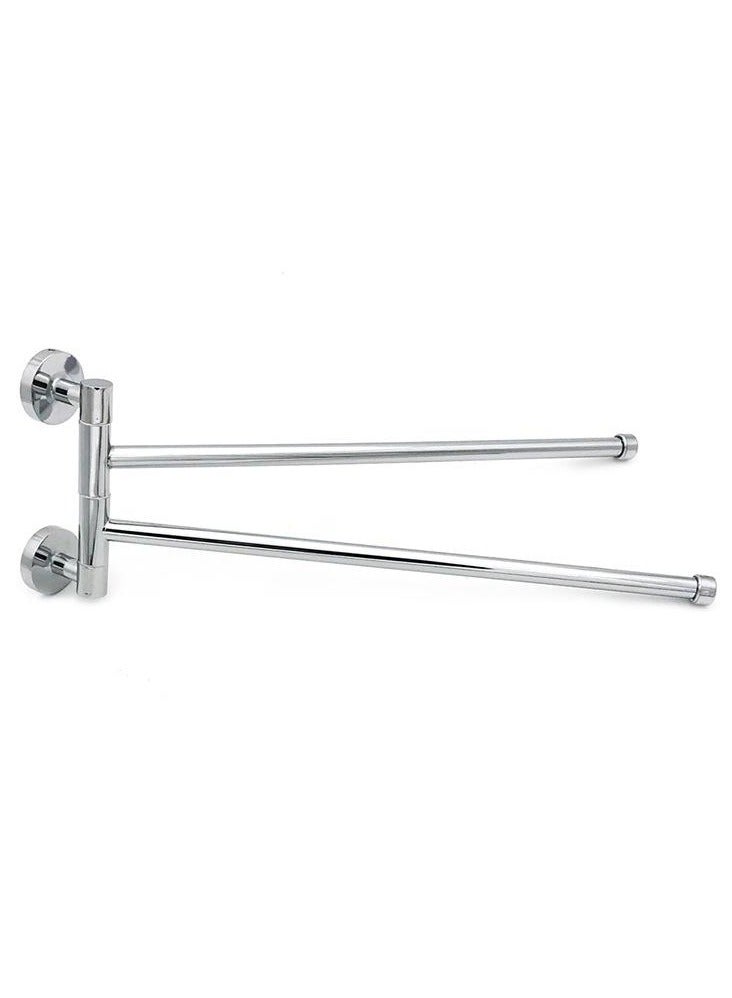 Loquat Direct Sale New Design Towel Rack Stainless Steel Swivel Square Tube Bathroom Accessory Cross Border(Tubular Activity Rod with Two Rods) 