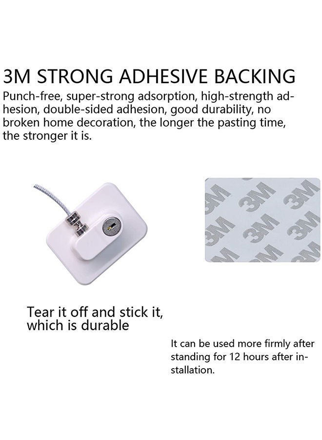 Y&D Pack of 4 Child Safety Cable Fridge Window Lock With Key Set - Black/White - Image 3