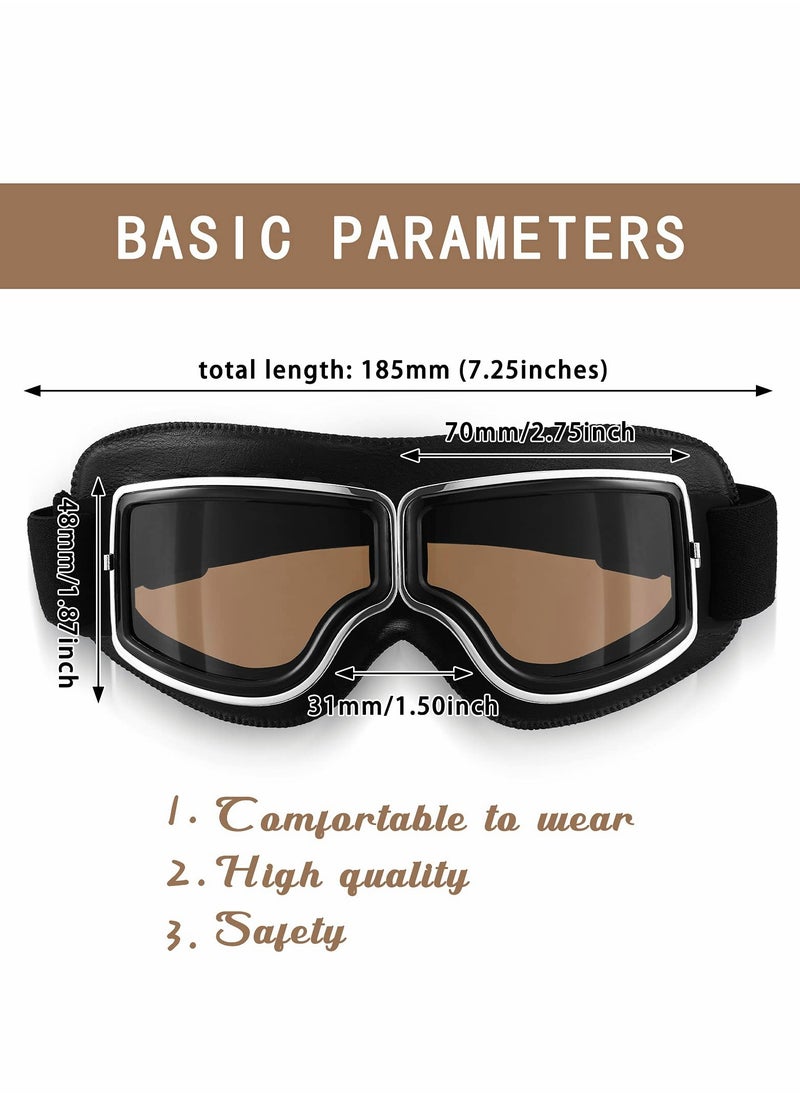 Excefore - 2 Pcs Motorcycle Riding Glasses Goggles Vintage Pilot Style Cruiser Scooter Goggle ATV Anti-Scratch Dustproof Windproof - Image 1