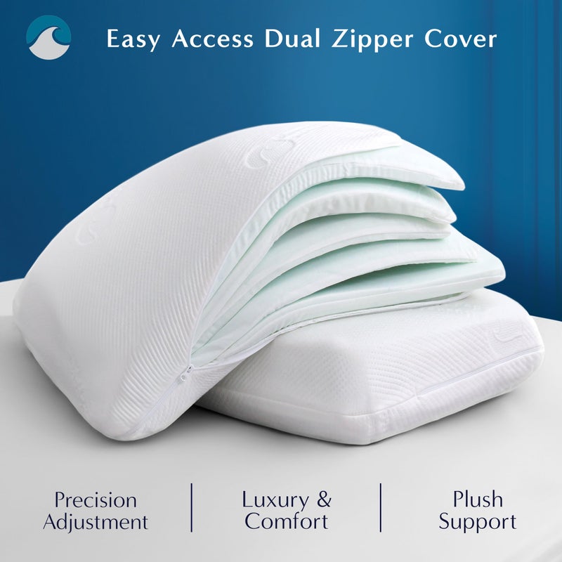 Bluewave Bedding Versalayer Adjustable Layer Pillow - 20 Heights from 0.75 to 6 Inches - Adjust Height and Firmness - 6 Thin Memory Foam Pillows - for Stomach, Back, and Side Sleepers (Standard) - Image 5