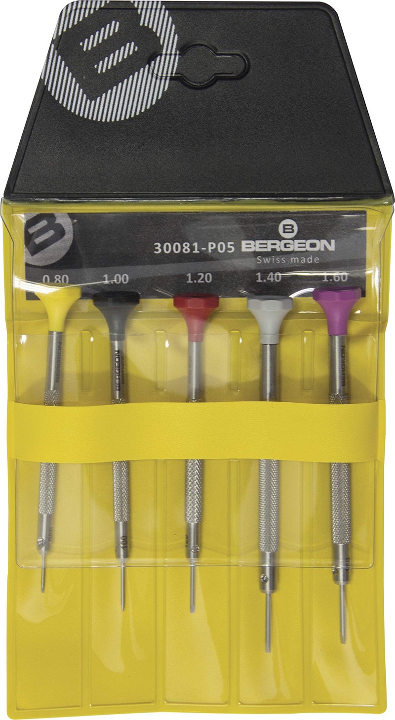 Bergeon 30081-P05 Stainless Steel Assortment of 5 Screwdrivers - Swiss Made - Image 1
