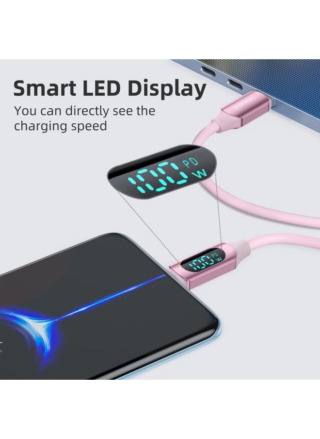 toocki 6.6FT 100W USB C Cable 5A USB 2.0 Silicone Type C Charging Cable with LED Display USB C to USB C Fast Charge Cable for iPhone 15 iPhone 15 Plus iPhone 15 Pro iPhone 15 Pro Max  - Image 3