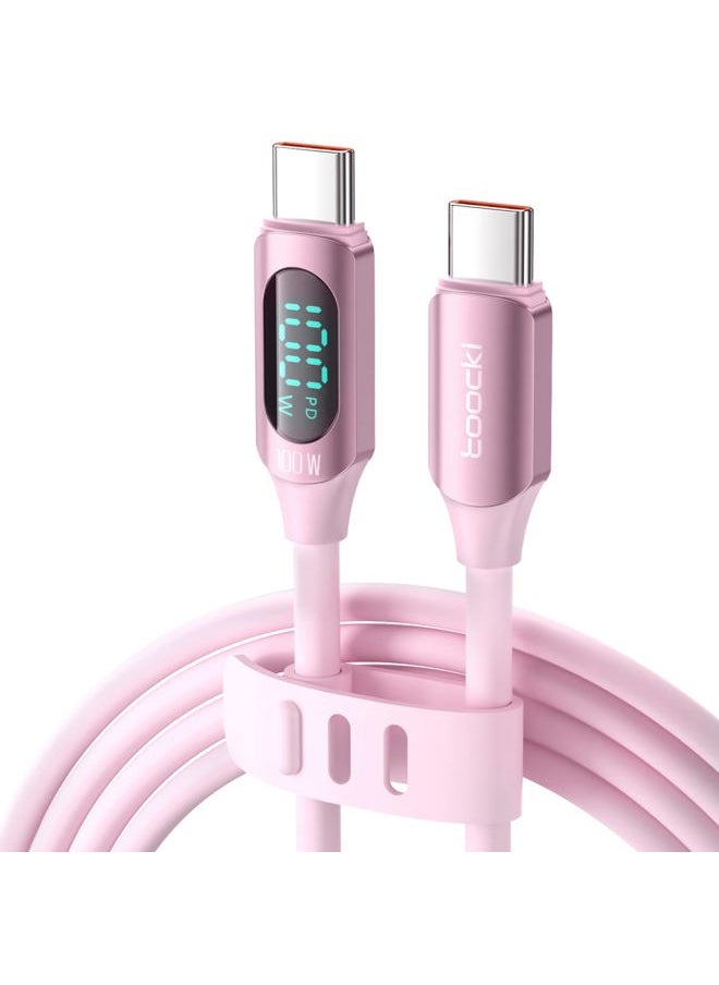 toocki 6.6FT 100W USB C Cable 5A USB 2.0 Silicone Type C Charging Cable with LED Display USB C to USB C Fast Charge Cable for iPhone 15 iPhone 15 Plus iPhone 15 Pro iPhone 15 Pro Max  - Image 1