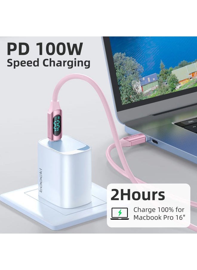 toocki 6.6FT 100W USB C Cable 5A USB 2.0 Silicone Type C Charging Cable with LED Display USB C to USB C Fast Charge Cable for iPhone 15 iPhone 15 Plus iPhone 15 Pro iPhone 15 Pro Max  - Image 2