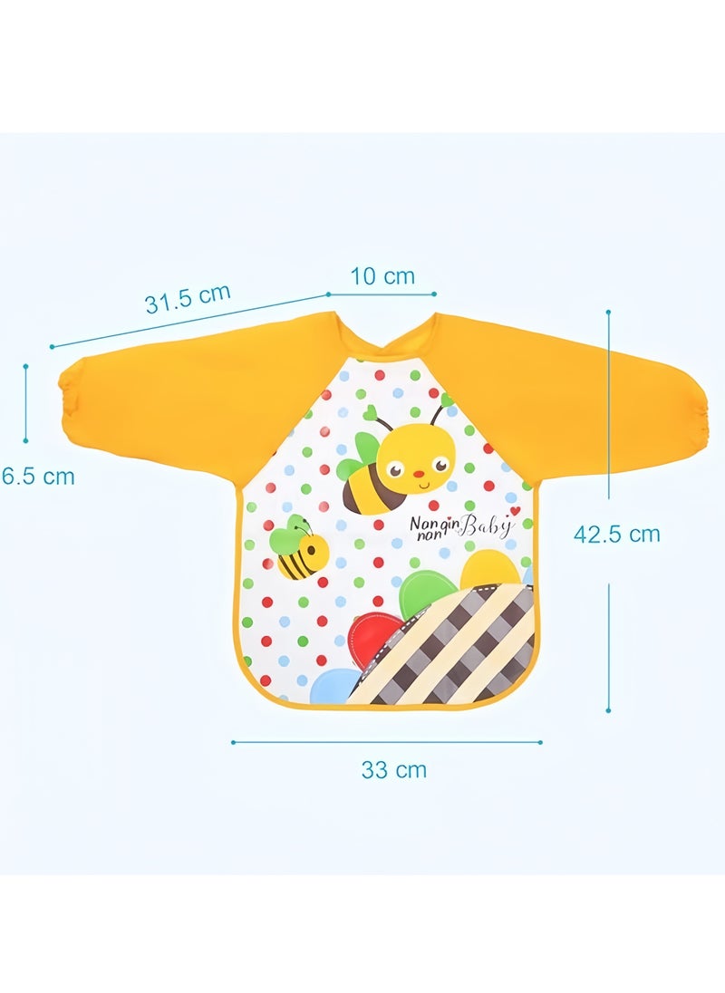 Generic - 2 Pcs Waterproof Long Sleeve Bib, Baby Bibs with Sleeves,Include Giraffe,bird Pattern Cute Cartoon Animals Waterproof Colorful Printed Children Full Sleeve Bib for Infant Toddler 6 Months to 3 Years Old - Image 1