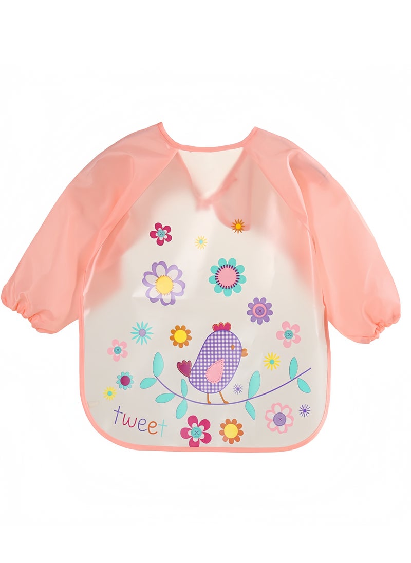 Generic - 2 Pcs Waterproof Long Sleeve Bib, Baby Bibs with Sleeves,Include Giraffe,bird Pattern Cute Cartoon Animals Waterproof Colorful Printed Children Full Sleeve Bib for Infant Toddler 6 Months to 3 Years Old - Image 1