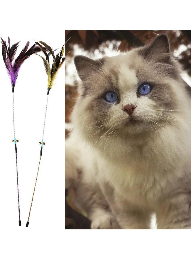 Cat Feather Spring Stick - Interactive Bell Rod Wand For Endless Playtime Enjoyment And Mental Stimulation | Engage Your Kitty'S Natural Instincts For Hunting And Pouncing (Red) - Image 3