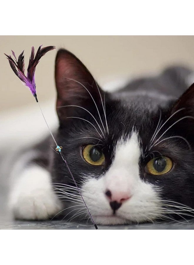 Cat Feather Spring Stick - Interactive Bell Rod Wand For Endless Playtime Enjoyment And Mental Stimulation | Engage Your Kitty'S Natural Instincts For Hunting And Pouncing (Red) - Image 2