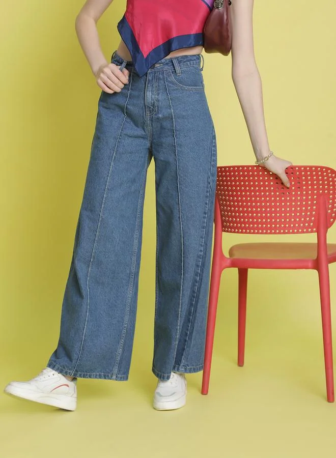Styli Women Pure Cotton Wide Leg High-Rise Jeans By Bene Kleed