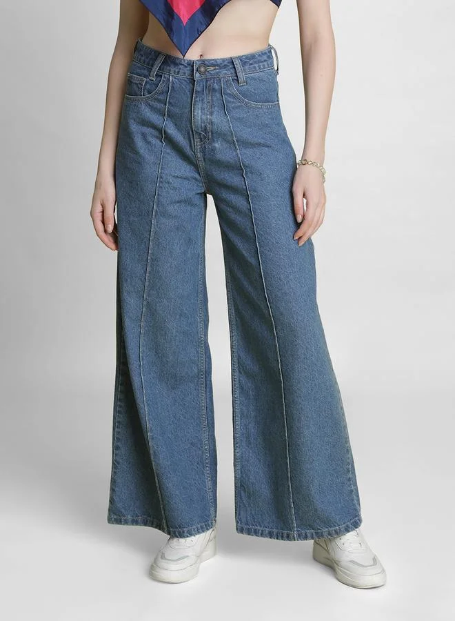 Styli Women Pure Cotton Wide Leg High-Rise Jeans By Bene Kleed