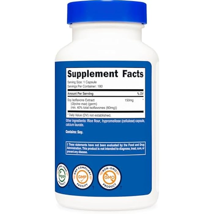 Nutricost نوتريكوست إيزوفلافون الصويا 150 ملغ، 180 كبسولة نباتية - خالية من الغلوتين، غير معدلة وراثيًا، صديقة للنباتيين - Image 5