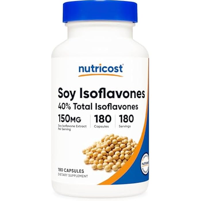 Nutricost نوتريكوست إيزوفلافون الصويا 150 ملغ، 180 كبسولة نباتية - خالية من الغلوتين، غير معدلة وراثيًا، صديقة للنباتيين - Image 1