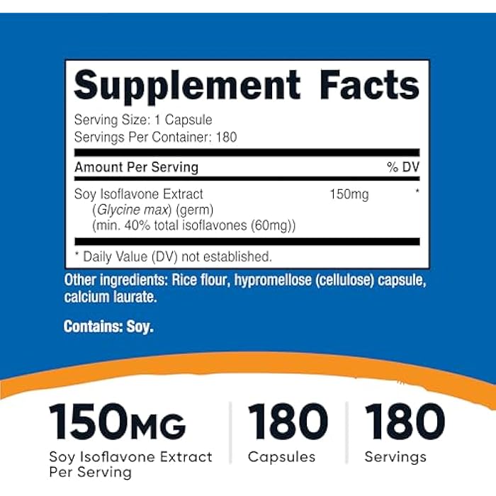 Nutricost نوتريكوست إيزوفلافون الصويا 150 ملغ، 180 كبسولة نباتية - خالية من الغلوتين، غير معدلة وراثيًا، صديقة للنباتيين - Image 2