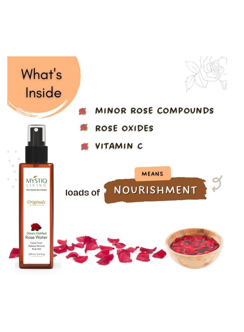 Mystiq Living 100% Pure and Natural Rose Water Spray Steam Distilled Gulab Jal for Face Hair and Skin 200 ML - Image 3